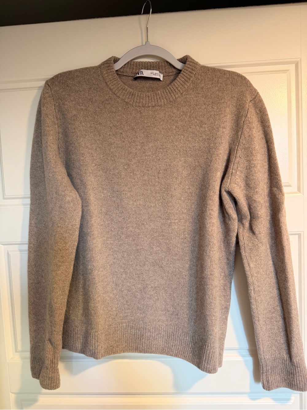 Zara Neutral Crewneck Sweater in Light Taupe